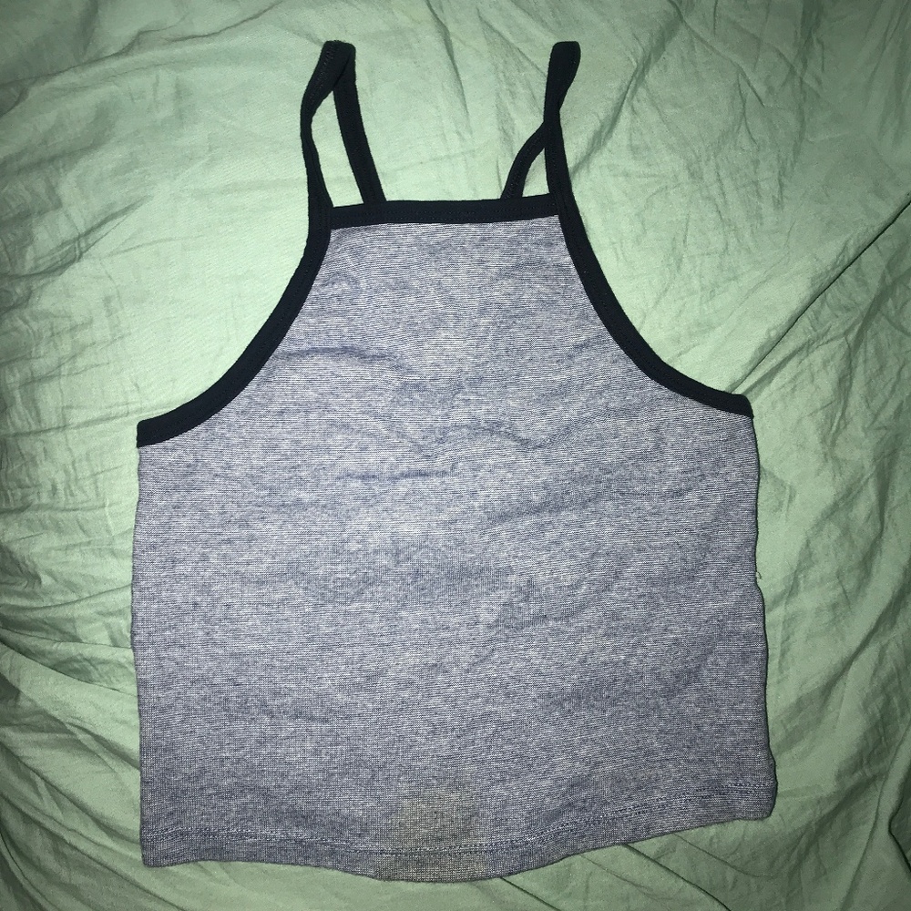 Cute blueish grey crop top with cross back